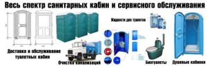 Спектр услуг предоставляемой компании по аренде и обслуживанию биотуалетов